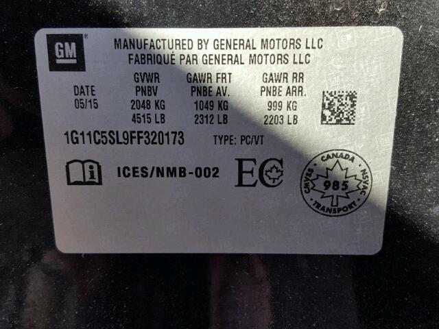 1G11C5SL9FF320173 - 2015 CHEVROLET MALIBU 1LT CHARCOAL photo 10