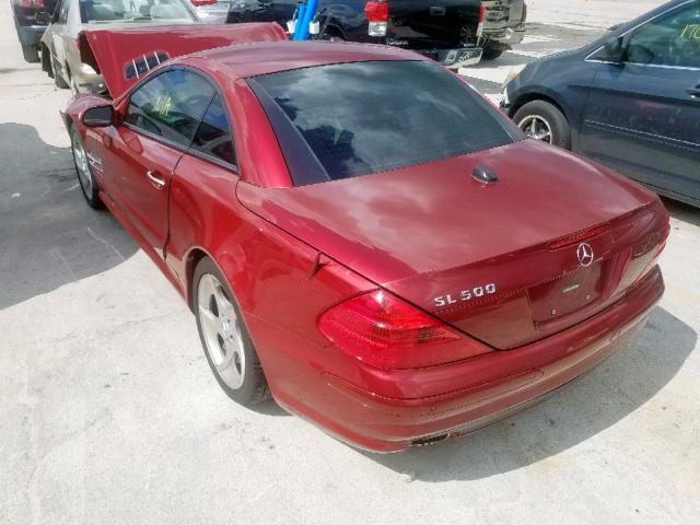 WDBSK75F15F097320 - 2005 MERCEDES-BENZ SL 500 RED photo 3