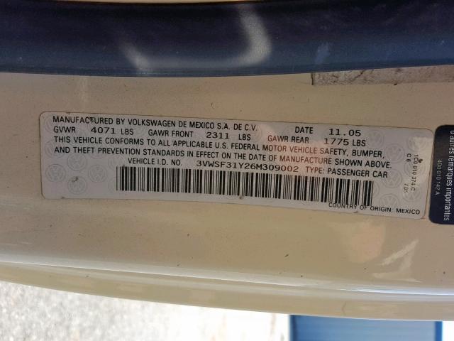 3VWSF31Y26M309002 - 2006 VOLKSWAGEN NEW BEETLE Braun Foto 10
