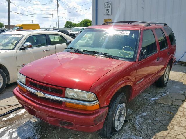 1GNDT13X63K170077 - 2003 CHEVROLET BLAZER BURGUNDY photo 2