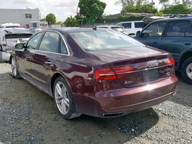 WAU43AFD9HN009199 - 2017 AUDI A8 L QUATT BURGUNDY photo 3