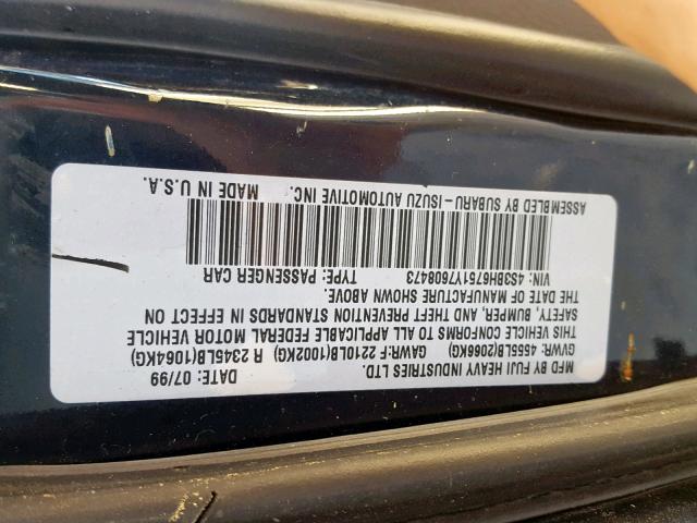 4S3BH6751Y7608473 - 2000 SUBARU LEGACY OUT BLUE photo 10