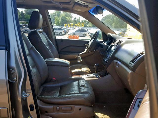 2HNYD18965H503299 - 2005 ACURA MDX TOURIN GOLD photo 5