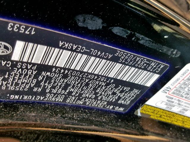 4T1BE46K27U034434 - 2007 TOYOTA CAMRY NEW BLACK photo 10