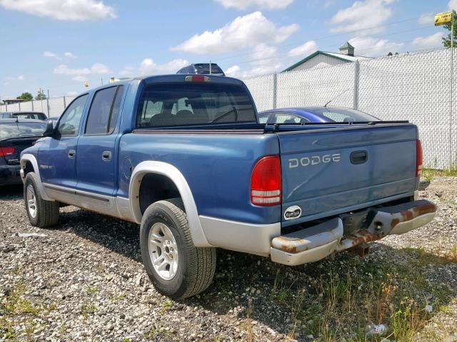 1B7HG48X62S533825 - 2002 DODGE DAKOTA QUA BLUE photo 3