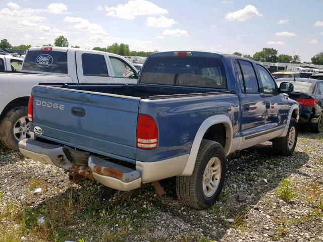 1B7HG48X62S533825 - 2002 DODGE DAKOTA QUA BLUE photo 4