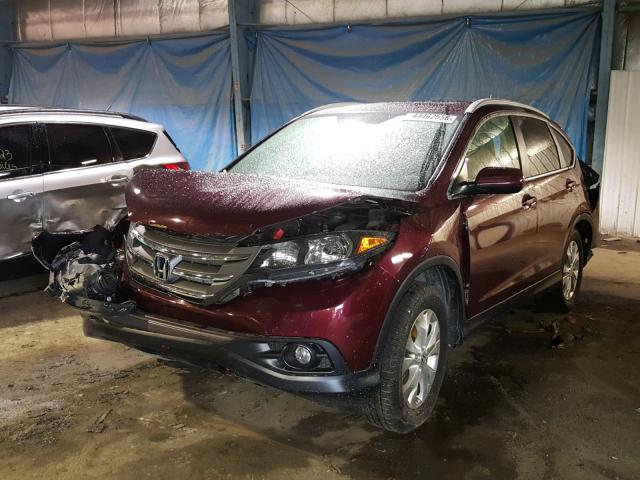 5J6RM4H78EL113523 - 2014 HONDA CR-V EXL MAROON photo 2