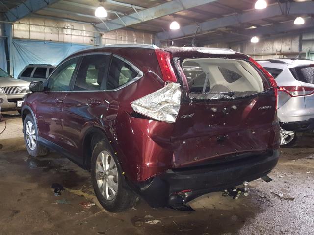 5J6RM4H78EL113523 - 2014 HONDA CR-V EXL MAROON photo 3