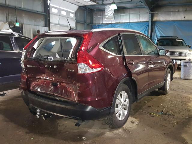 5J6RM4H78EL113523 - 2014 HONDA CR-V EXL MAROON photo 4