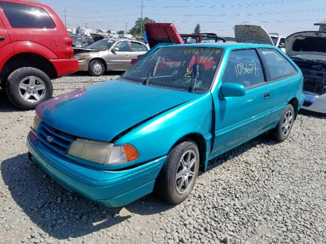 KMHVD12J1RU283855 - 1994 HYUNDAI EXCEL TEAL photo 2