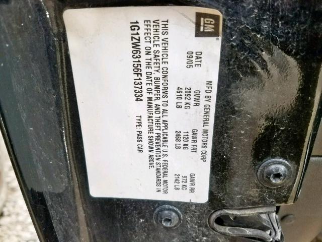 1G1ZW63156F137334 - 2006 CHEVROLET MALIBU MAX 黑色 照片 10