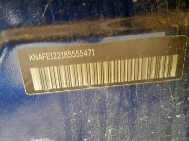 KNAFE122185555471 - 2008 KIA SPECTRA EX BLUE photo 10