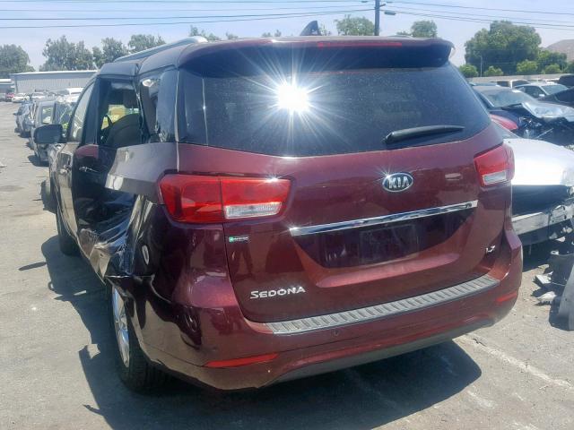 KNDMB5C13F6026630 - 2015 KIA SEDONA LX MAROON photo 3