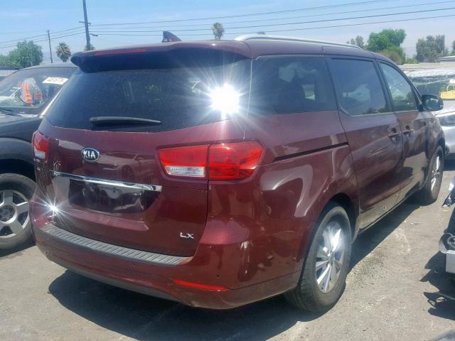 KNDMB5C13F6026630 - 2015 KIA SEDONA LX MAROON photo 4