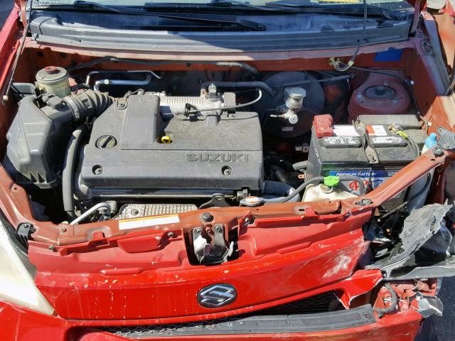 JS2RA61S545203133 - 2004 SUZUKI AERIO S RED photo 7