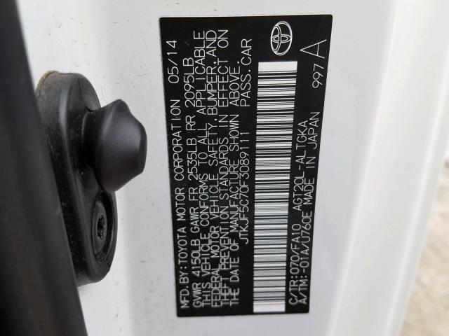 JTKJF5C70F3089111 - 2015 TOYOTA SCION TC Ağ foto 10