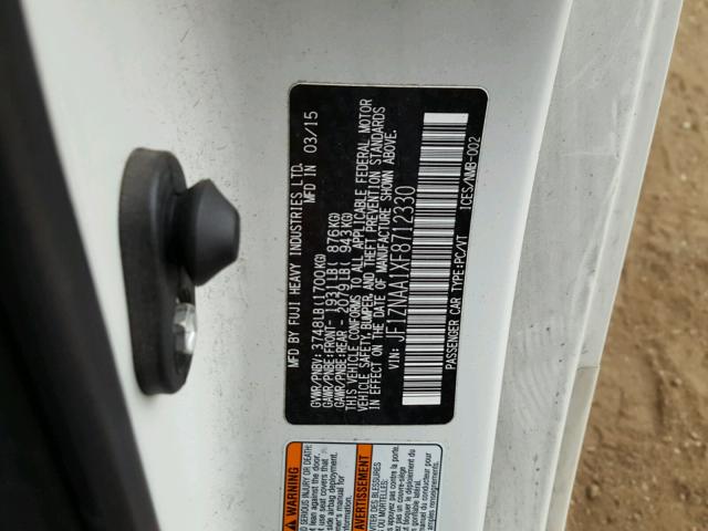 JF1ZNAA1XF8712330 - 2015 TOYOTA SCION FR-S WHITE photo 10