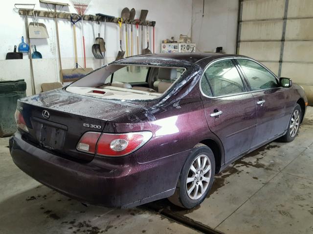 JTHBF30G720070828 - 2002 LEXUS ES 300 BURGUNDY photo 4