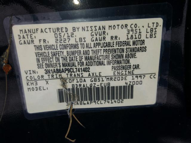 3N1AB6AP9CL741402 - 2012 NISSAN SENTRA 2.0 BLACK photo 10