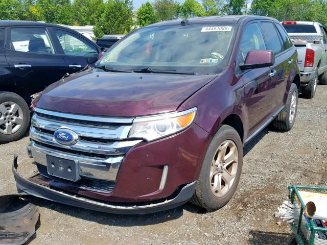 2FMDK4JC5BBA72059 - 2011 FORD EDGE SEL MAROON photo 2