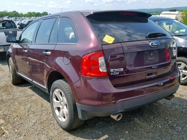 2FMDK4JC5BBA72059 - 2011 FORD EDGE SEL MAROON photo 3