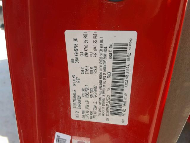 1D7HA18K87J629379 - 2007 DODGE RAM 1500 S RED photo 10