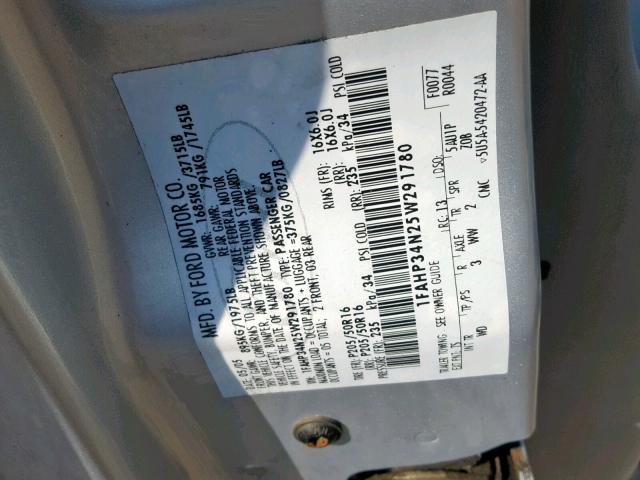 1FAHP34N25W291780 - 2005 FORD FOCUS ZX4 GRAY photo 10