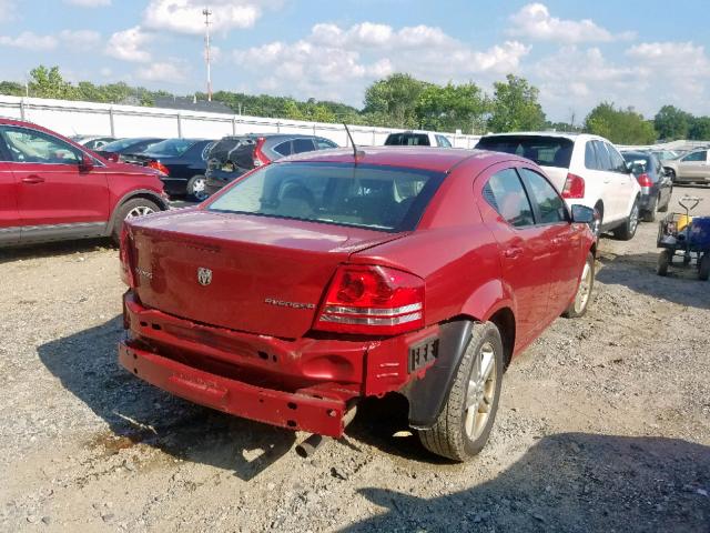 1B3CC1FB8AN206241 - 2010 DODGE AVENGER EX RED photo 4