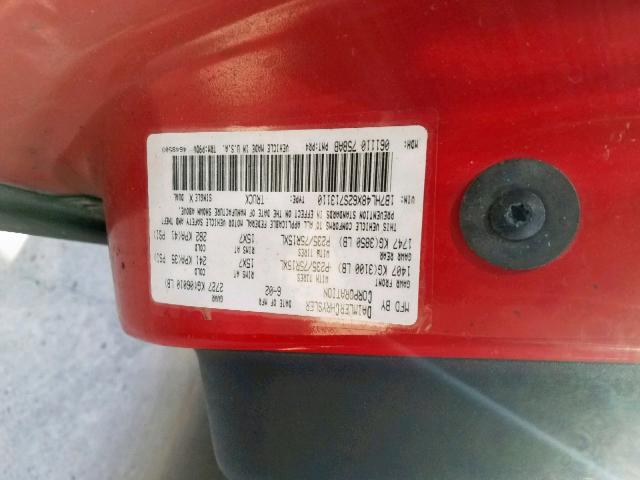 1B7HL48X62S713110 - 2002 DODGE DAKOTA QUA RED photo 10