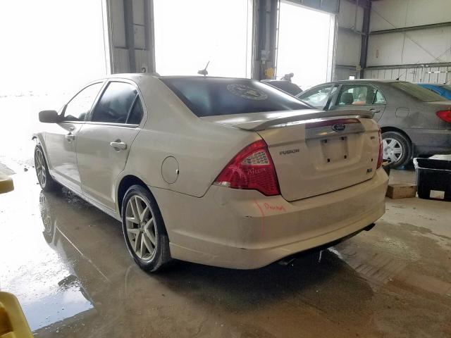 3FAHP0JG9AR225437 - 2010 FORD FUSION SEL WHITE photo 3