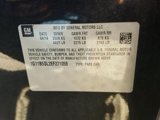 1G11B5SL2EF271058 - 2014 CHEVROLET MALIBU LS 黑色 照片 10