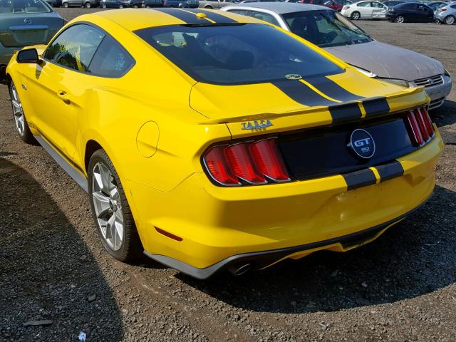 1FA6P8CF4F5389960 - 2015 FORD MUSTANG GT YELLOW photo 3