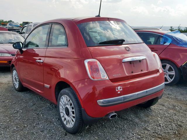 3C3CFFCR4CT104768 - 2012 FIAT 500 LOUNGE RED photo 3