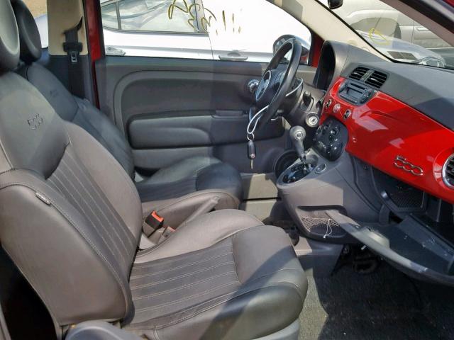 3C3CFFCR4CT104768 - 2012 FIAT 500 LOUNGE RED photo 5