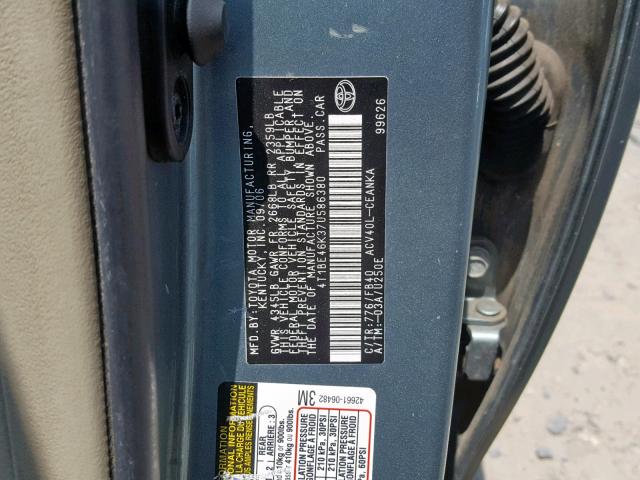 4T1BE46K37U586380 - 2007 TOYOTA CAMRY NEW BLUE photo 10