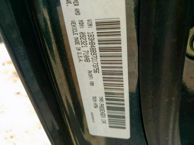 1B3HB48B97D173756 - 2007 DODGE CALIBER SX GRAY photo 10