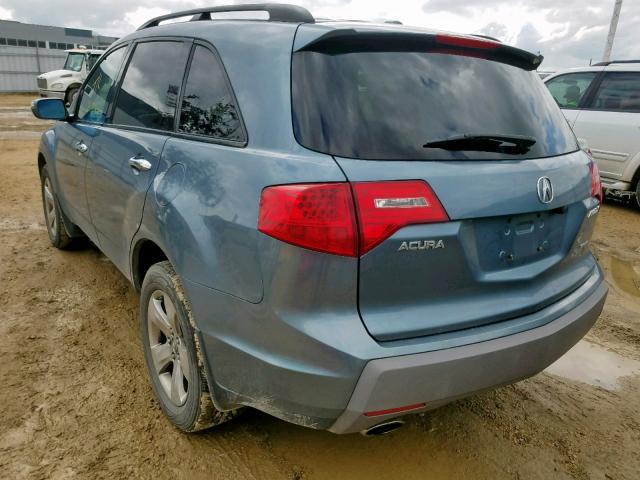 2HNYD28847H000578 - 2007 ACURA MDX SPORT BLUE photo 3