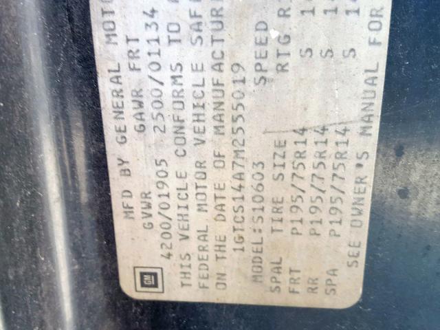 1GTCS14A7M2555019 - 1991 GMC SONOMA BLACK photo 10