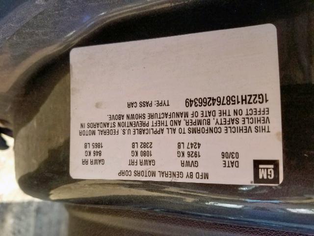 1G2ZH158764266349 - 2006 PONTIAC G6 GT GRAY photo 10