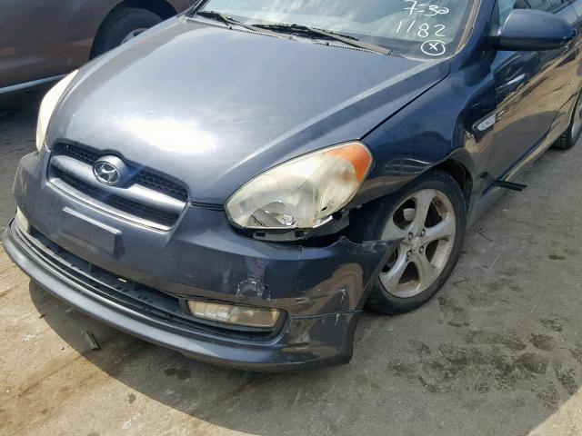 KMHCN36C38U061182 - 2008 HYUNDAI ACCENT SE GRAY photo 9