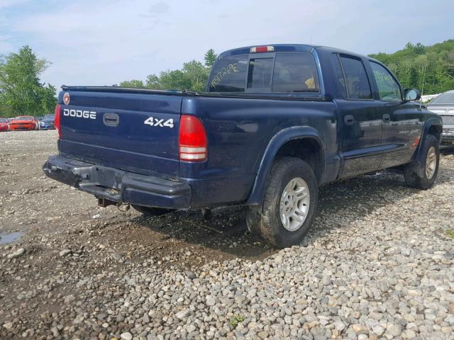 1B7HG2AXX1S325525 - 2001 DODGE DAKOTA QUA BLUE photo 4