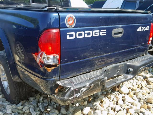 1B7HG2AXX1S325525 - 2001 DODGE DAKOTA QUA BLUE photo 9