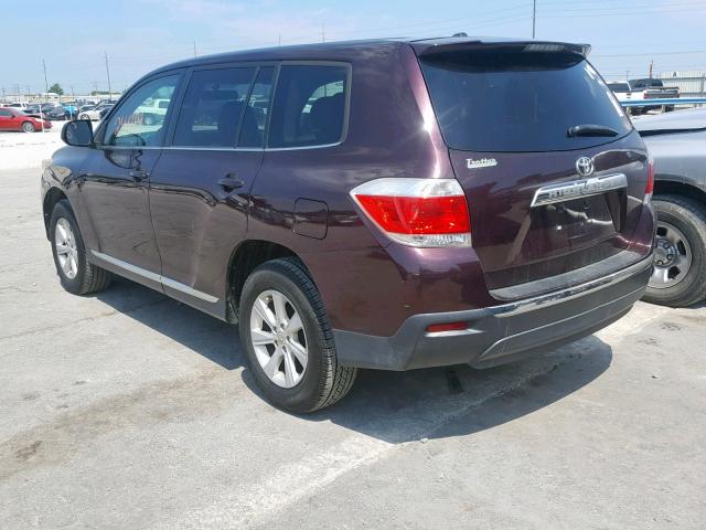 5TDZA3EH2BS009254 - 2011 TOYOTA HIGHLANDER MAROON photo 3