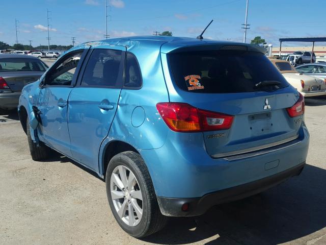 4A4AP3AU8EE033057 - 2014 MITSUBISHI OUTLANDER BLUE photo 3