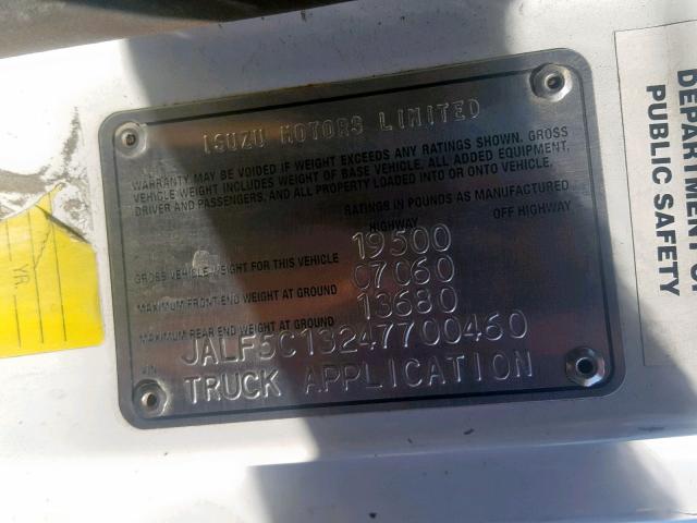 JALF5C13247700460 - 2004 ISUZU FRR WHITE photo 10