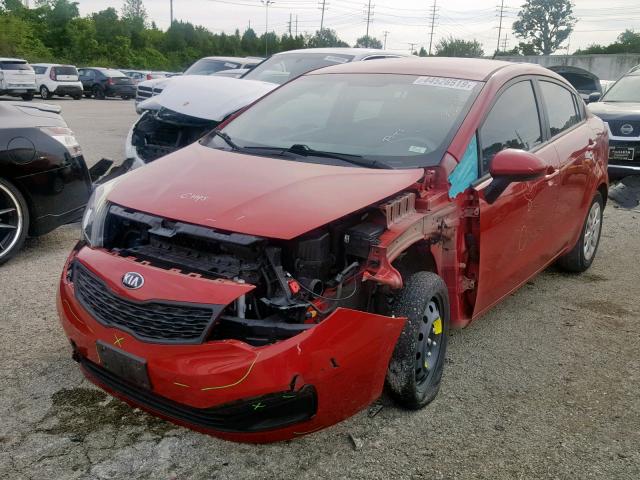 KNADM4A33E6370379 - 2014 KIA RIO LX RED photo 2