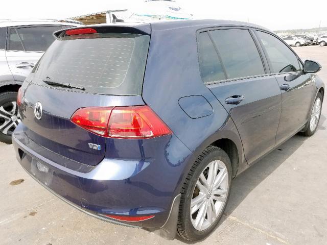 3VW2A7AU9FM052133 - 2015 VOLKSWAGEN GOLF TDI BLUE photo 4