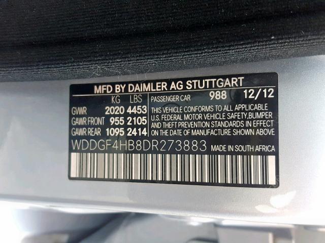 WDDGF4HB8DR273883 - 2013 MERCEDES-BENZ C 250 BLUE photo 10