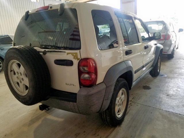 1J4GL48K57W632917 - 2007 JEEP LIBERTY SP WHITE photo 4