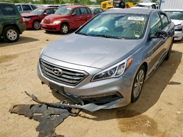 5NPE34AF8FH105470 - 2015 HYUNDAI SONATA SPO SILVER photo 2